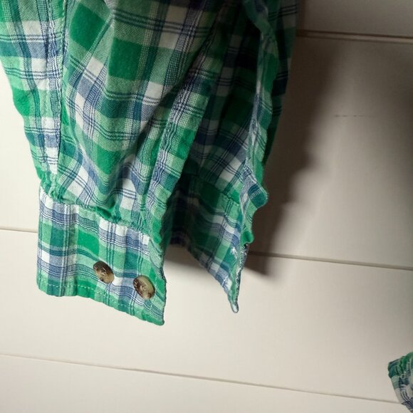 C.C. Filson Co Long Sleeve Button Down Green White Navy Plaid Sz. Large - Picture 7 of 9